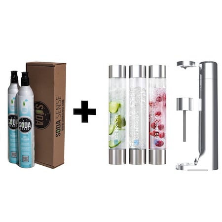 Drinkpod Fizzpod Polished Chrome W 2 CO2 Cylinders DPFZPOD-PC-2-CO2